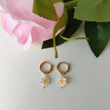 Natural 10mm 6-Leaf Daisy Shell 925 Silver Earrings Gift Wedding Jewelry