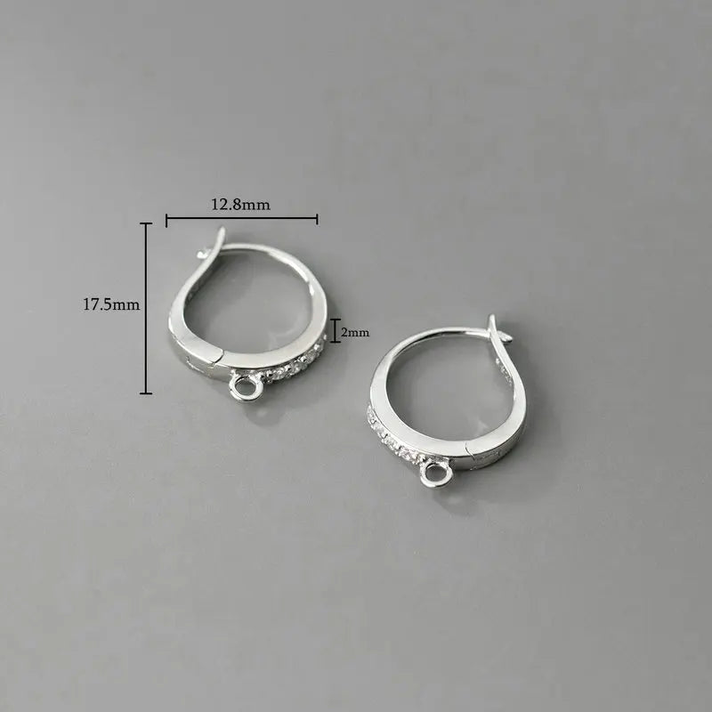 925 Silver Zircon Earring Hooks for DIY Earrings