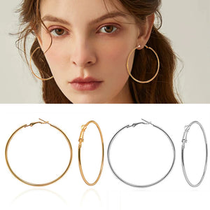 Stainless Steel Circle Hoop Earrings 3-10CM