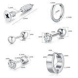 Steel Punk Stud Earrings Zircon Stainless Steel Jewelry Ear