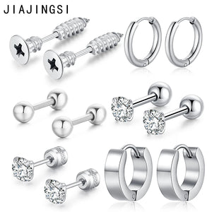 Steel Punk Stud Earrings Zircon Stainless Steel Jewelry Ear