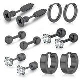 Steel Punk Stud Earrings Zircon Geometry Stainless Steel Jewelry