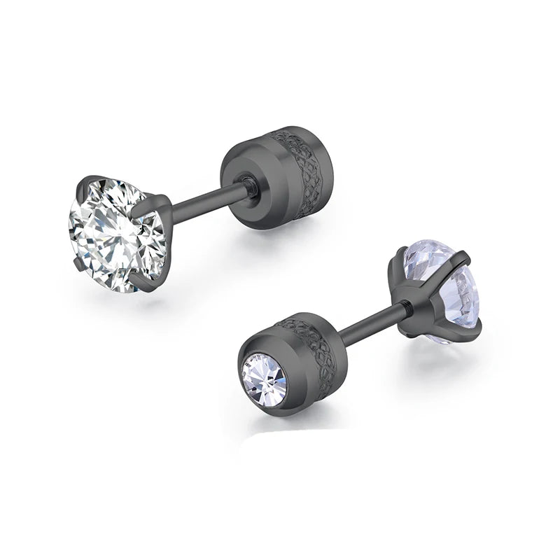 Steel Punk Stud Earrings Zircon Geometry Stainless Steel Jewelry