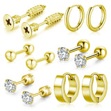 Zircon Steel Punk Stud Earrings Geometric Stainless Steel Jewelry