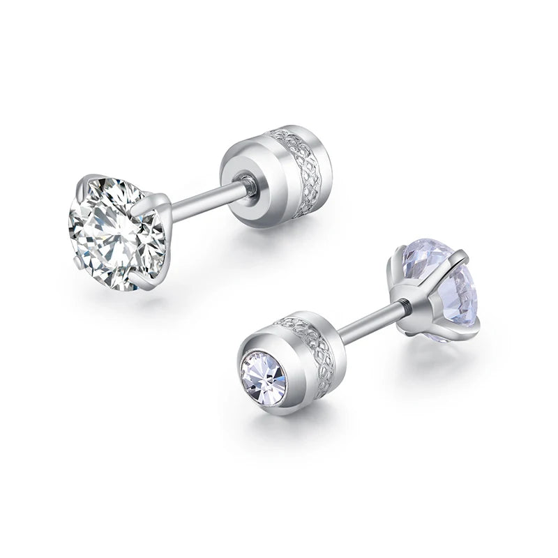 Steel Punk Stud Earrings Zircon Stainless Steel Jewelry Ear