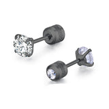 Steel Punk Stud Earrings Zircon Geometry Stainless Steel Jewelry