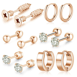 Steel Punk Stud Earrings Zircon Stainless Steel Jewelry Ear