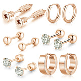 Steel Punk Stud Earrings Zircon Stainless Steel Jewelry Ear