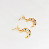 Copper-Clad Zircon Moon Earrings DIY Accessory