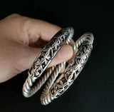 Tibetan Silver Miao Silver Bracelets Ethnic Twist Silver Bracelets