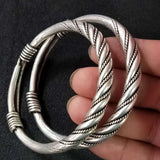 Tibetan Silver Miao Silver Bracelets Ethnic Fried Dough Twist