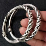 Tibetan Silver Miao Silver Bracelets Ethnic Fried Dough Twist