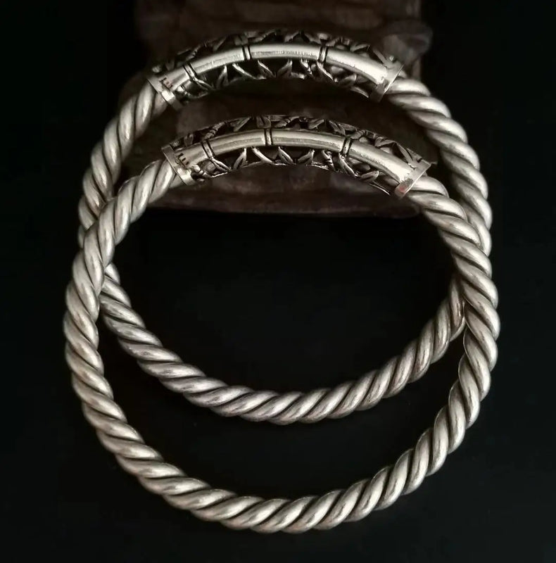 Tibetan Silver Miao Silver Bracelets Ethnic Twist Silver Bracelets