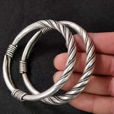 Tibetan Silver Miao Silver Bracelets Ethnic Fried Dough Twist