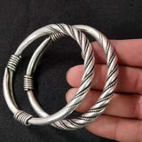 Tibetan Silver Miao Silver Bracelets Ethnic Fried Dough Twist