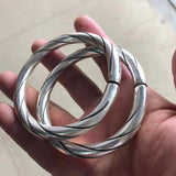 Tibetan Silver Miao Silver Open Round Bar Bracelet National Carved Bracelet