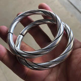 Tibetan Silver Miao Silver Open Round Bar Bracelet National Carved Bracelet