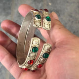 Tibetan Silver Gemstone Bracelet Set for Women