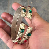 Tibetan Silver Gemstone Bracelet Set for Women