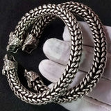 Dragon Head Twisted Silk Bracelet Tibetan Silver Jewelry