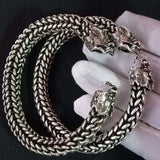 Dragon Head Twisted Silk Bracelet Tibetan Silver Jewelry