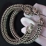Dragon Head Twisted Silk Bracelet Tibetan Silver Jewelry