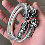 Tibetan Silver Dragon Head Bracelet National Bracelet Bracelet