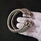 Dragon Head Twisted Silk Bracelets Men's Tibetan Silver Jewelry