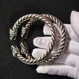 Dragon Head Twisted Silk Bracelets Men's Tibetan Silver Jewelry