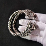 Dragon Head Twisted Silk Bracelets Men's Tibetan Silver Jewelry