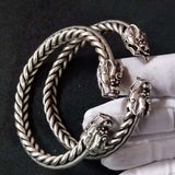Dragon Head Twisted Silk Bracelets Men's Tibetan Silver Jewelry