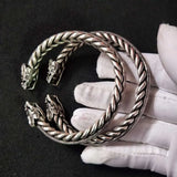 Dragon Head Twisted Silk Bracelets Men's Tibetan Silver Jewelry