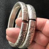 Tibetan Silver Miao Silver Bracelets Carved Silver Bracelets Folk Craft Jewelry