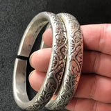 Tibetan Silver Miao Silver Bracelets Carved Silver Bracelets Folk Craft Jewelry