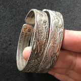 Dragon Phoenix Heart Sutra Bracelet Open Bangle
