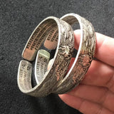 Dragon Phoenix Heart Sutra Bracelet Open Bangle