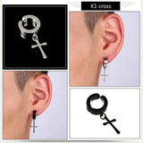 12 Pairs Stainless Steel Magnetic Earrings CZ Clip-on Feather Pendant Set