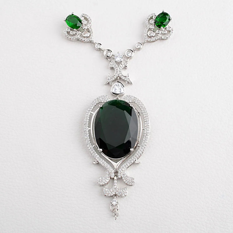 Big Green CZ Micro Pave Pendant Charm Jewelry Pendant