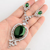 Big Green CZ Micro Pave Pendant Charm Jewelry Pendant
