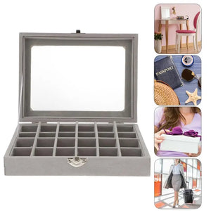 24 Grid Jewelry Storage Box Jewel Case Organizer for Earrings Rings