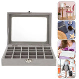 24 Grid Jewelry Storage Box Jewel Case Organizer for Earrings Rings