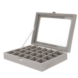24 Grid Jewelry Storage Box Jewel Case Organizer for Earrings Rings