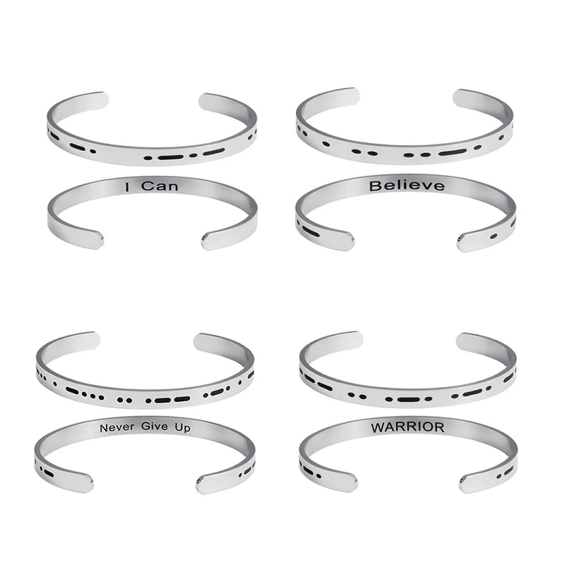 Morse Code Couple Bracelet Secret Message Cuff Engagement Gift
