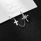 925 Silver Cross Earrings Zircon Crucifix Tassel Cartilage Ear Cuffs