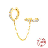 Zircon Chain Tassel 925 Silver Ear Clip Earrings Fine Jewelry
