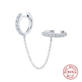Zircon Chain Tassel 925 Silver Ear Clip Earrings Fine Jewelry