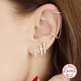 Zircon Chain Tassel 925 Silver Ear Clip Earrings Fine Jewelry