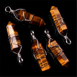 Wire Wrapped Quartz Stone Bead Pendant Charms for Jewelry Making
