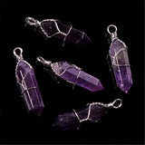 Wire Wrapped Quartz Stone Bead Pendant Charms for Jewelry Making