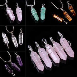 Wire Wrapped Quartz Stone Bead Pendant Charms for Jewelry Making